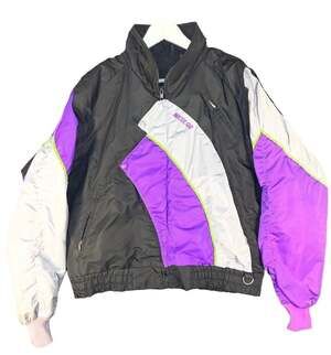 Vintage 90s Arctic Cat Arcticwear Colorblock Snowmobile Ski Jacket Black Purple